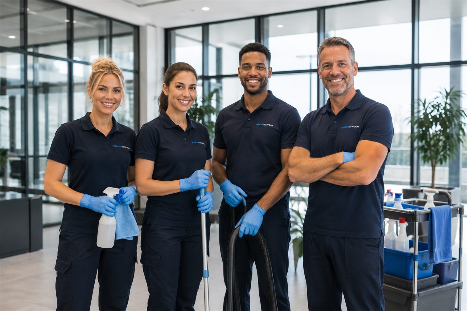 Schoonmaakteam aan het werk